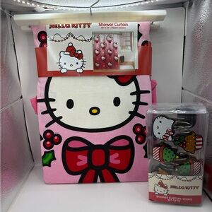 Hello Kitty Pink and Red Shower Curtain Set